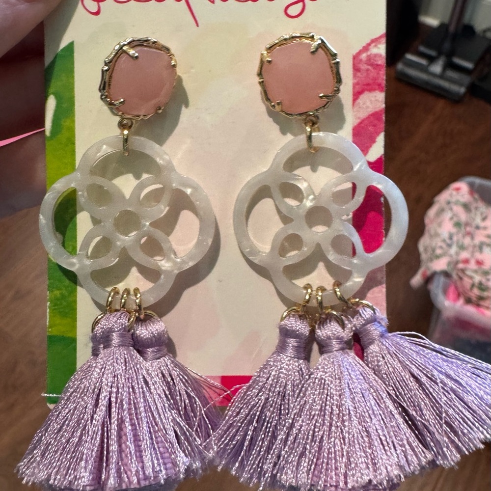 Lilly Pulitzer Pink and Purple Tassel Earrings
